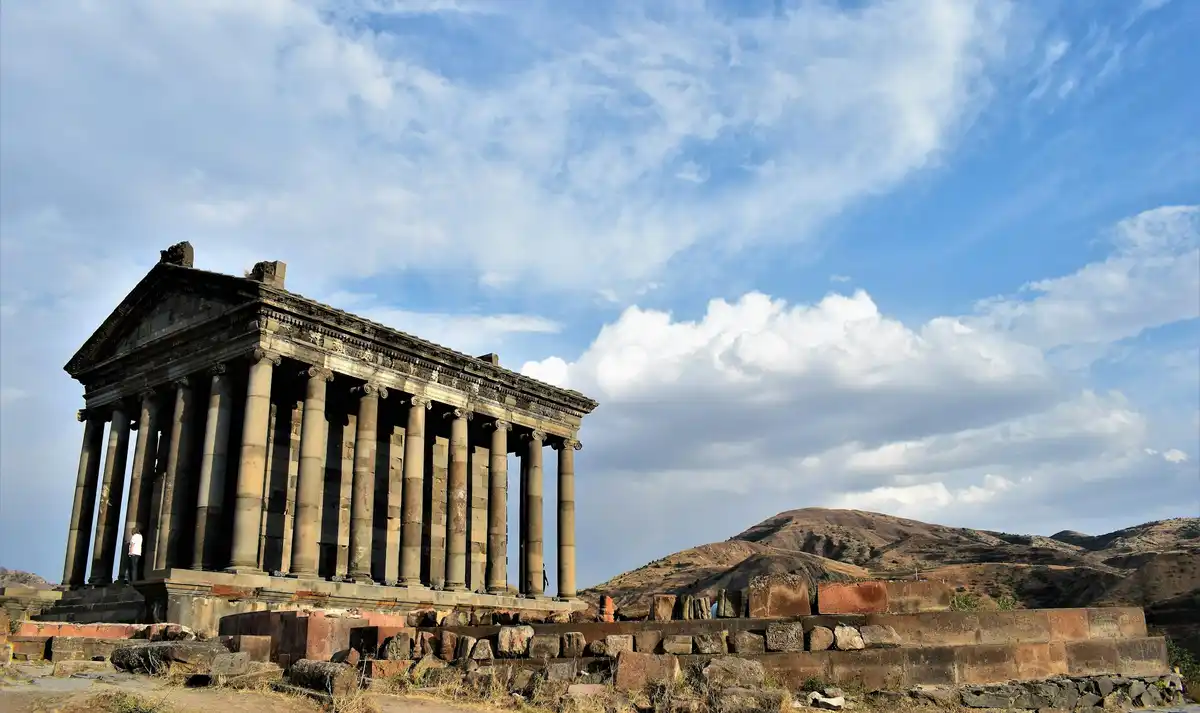 Temple of Garni above the Azat river canyon