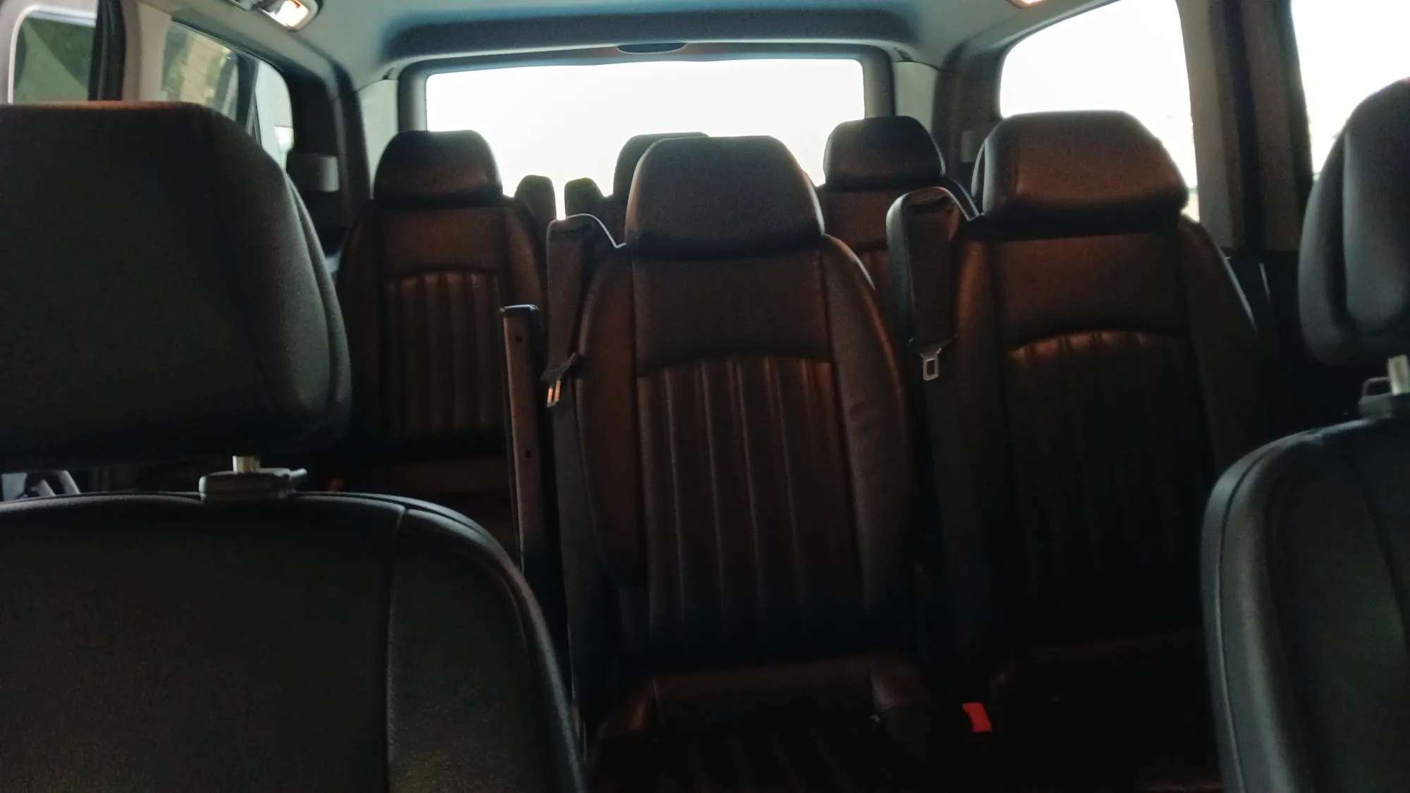 Leather passenger seats inside the Viano