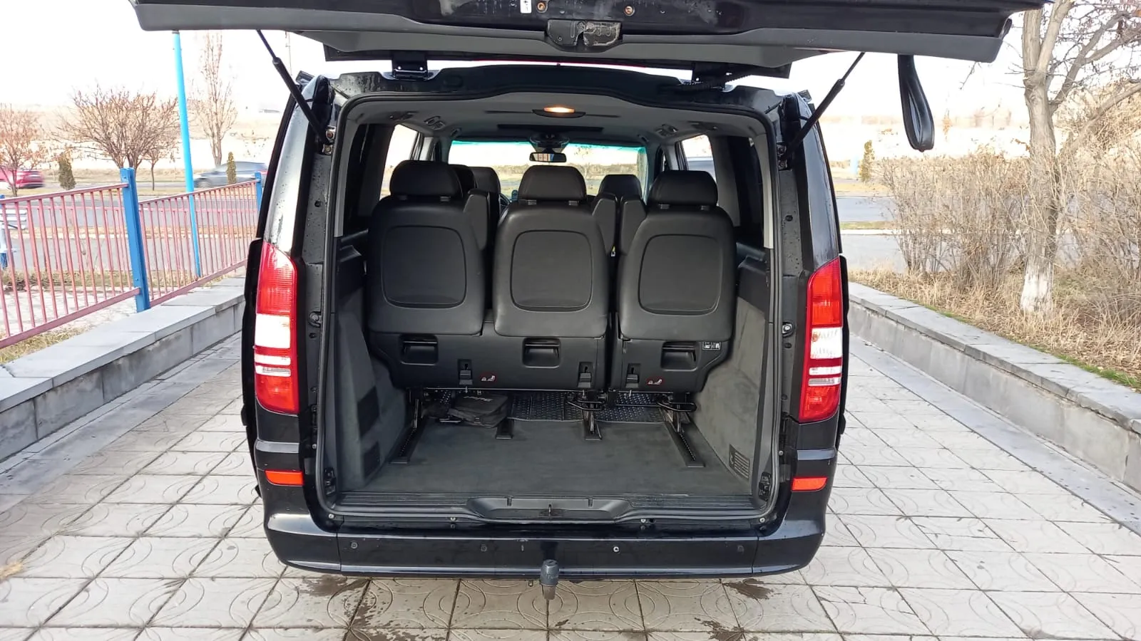 Open rear boot of the Viano with luggage space